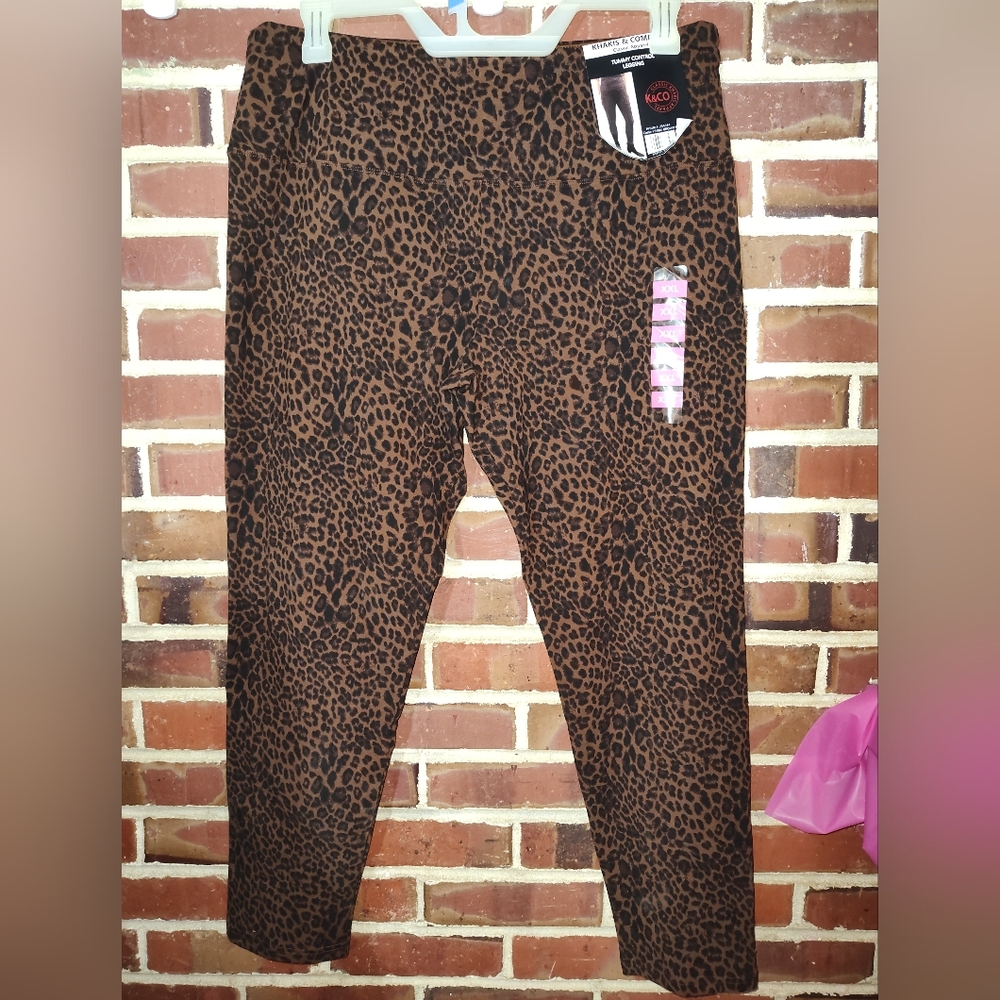 Leopard Cheetah Capri Leggings Lin Up Plus Size Peg Bundy 80s 90s Rock xxl